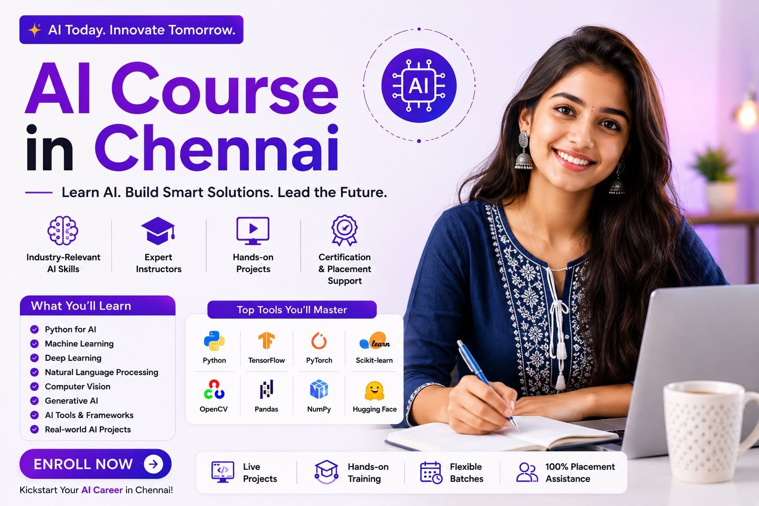 AI Course in Chennai 2026 – Shifttotech Academy Artificial Intelligence (AI) Course in Chennai — live online training by a Google Certified AI trainer, placement support for OMR and Tidel Park roles