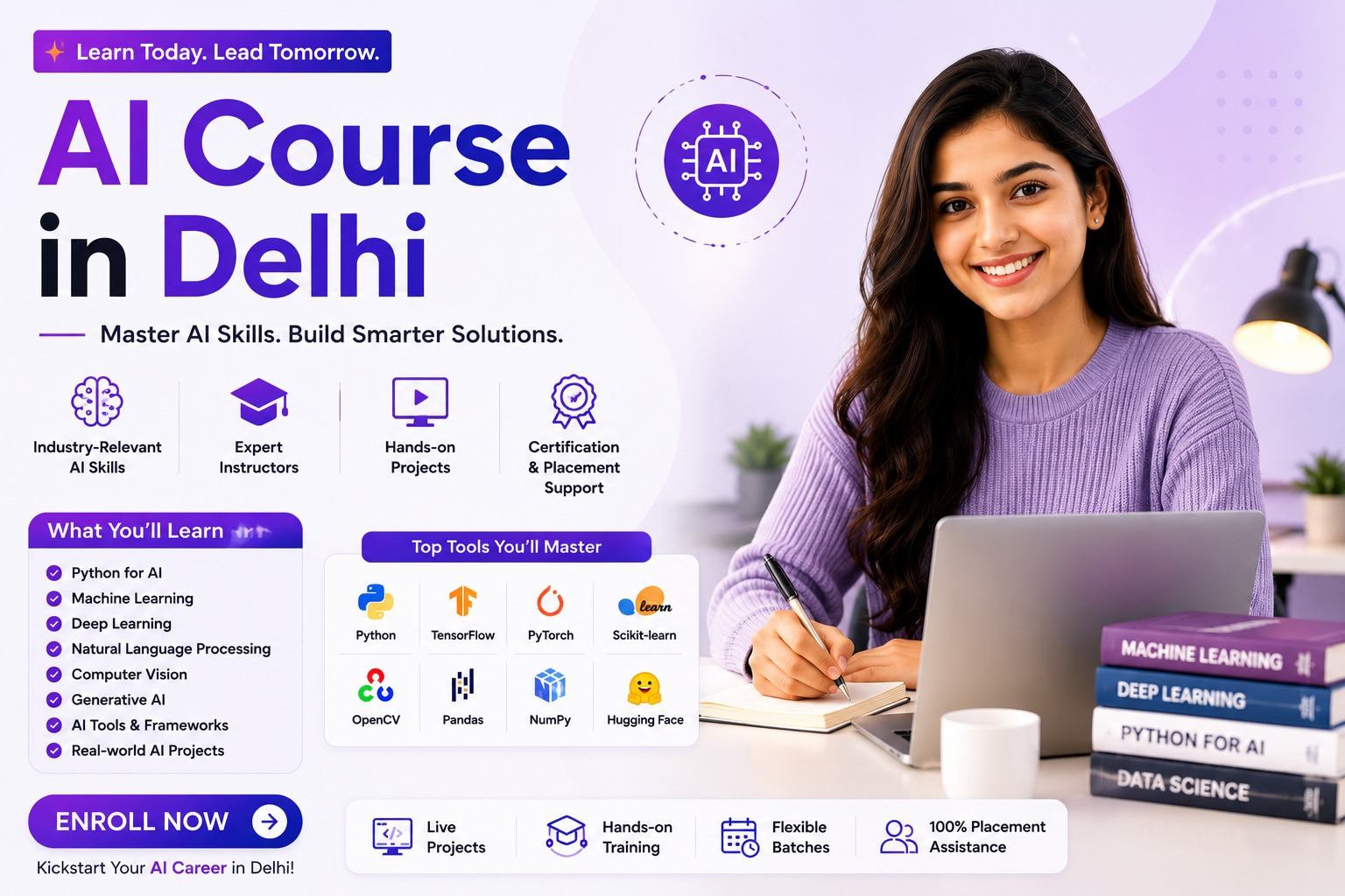 AI Course in Delhi NCR 2026 – Shifttotech Academy Artificial Intelligence (AI) Course in Delhi NCR — live online training by a Google Certified AI trainer, placement support across Gurgaon and Noida