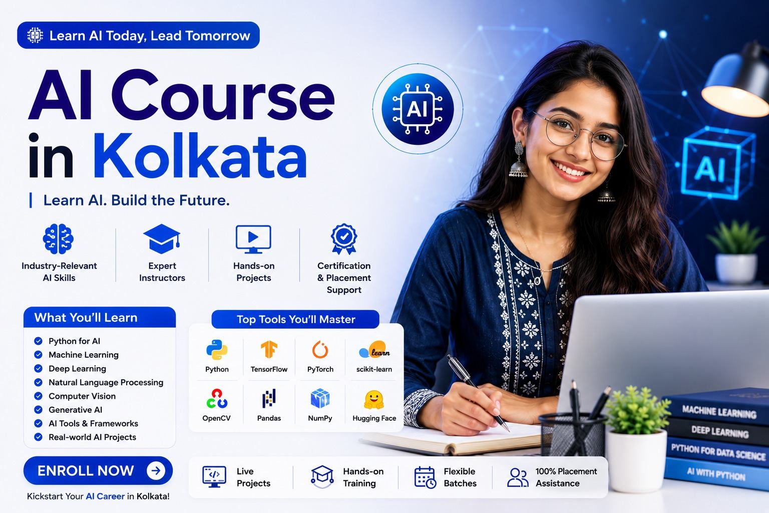 AI Course in Kolkata 2026 – Shifttotech Academy Artificial Intelligence (AI) Course in Kolkata — live online training with placement support for Salt Lake Sector V and remote metro roles