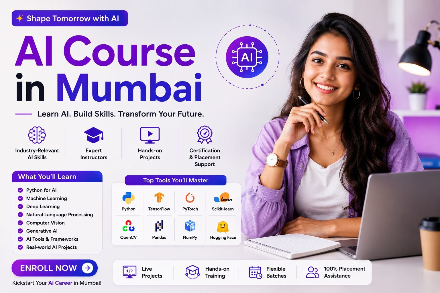 AI Course in Mumbai 2026 – Shifttotech Academy Artificial Intelligence (AI) Course in Mumbai — live online training by a Google Certified AI trainer, placement support for BKC and Powai roles