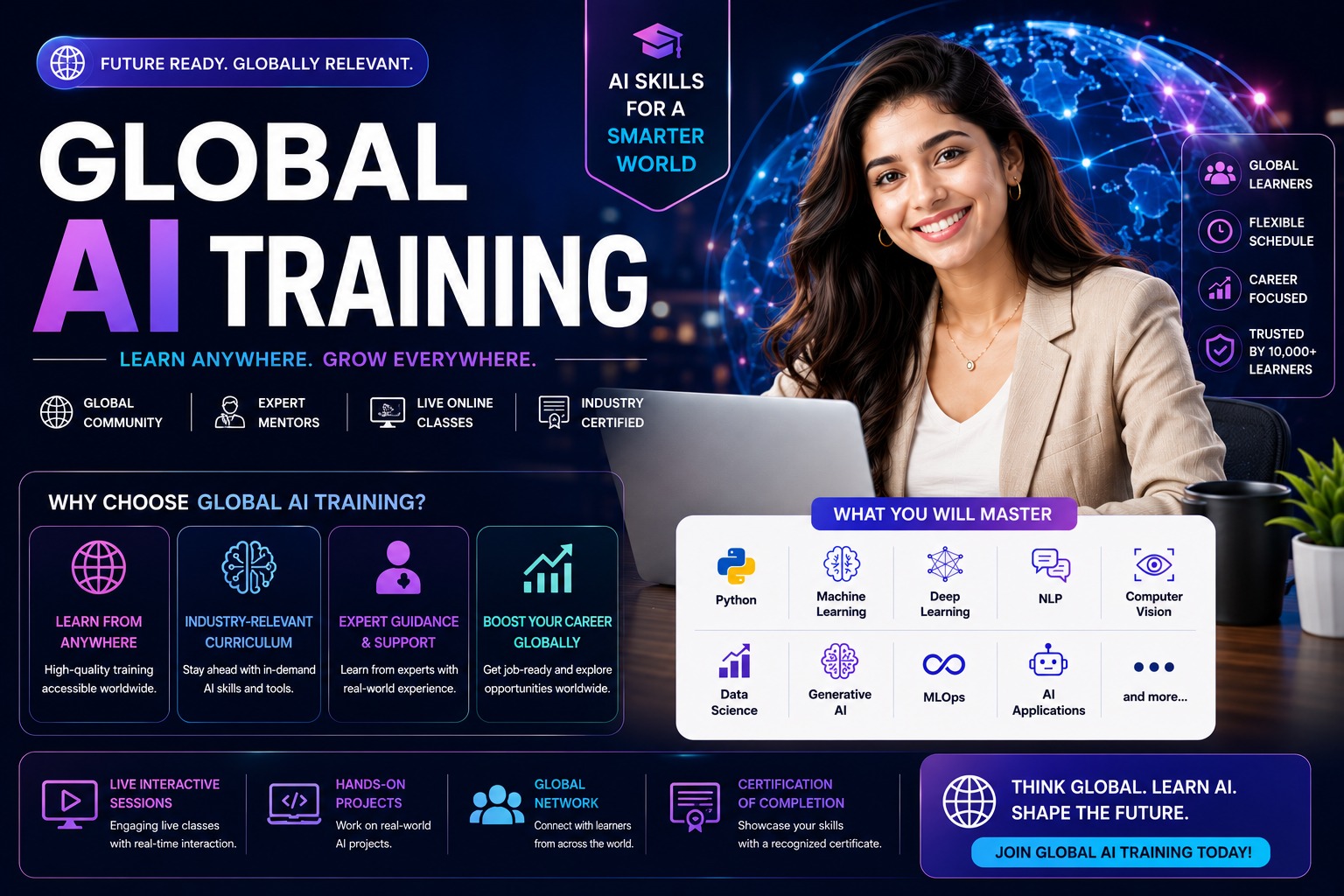 Online AI training session for global students worldwide